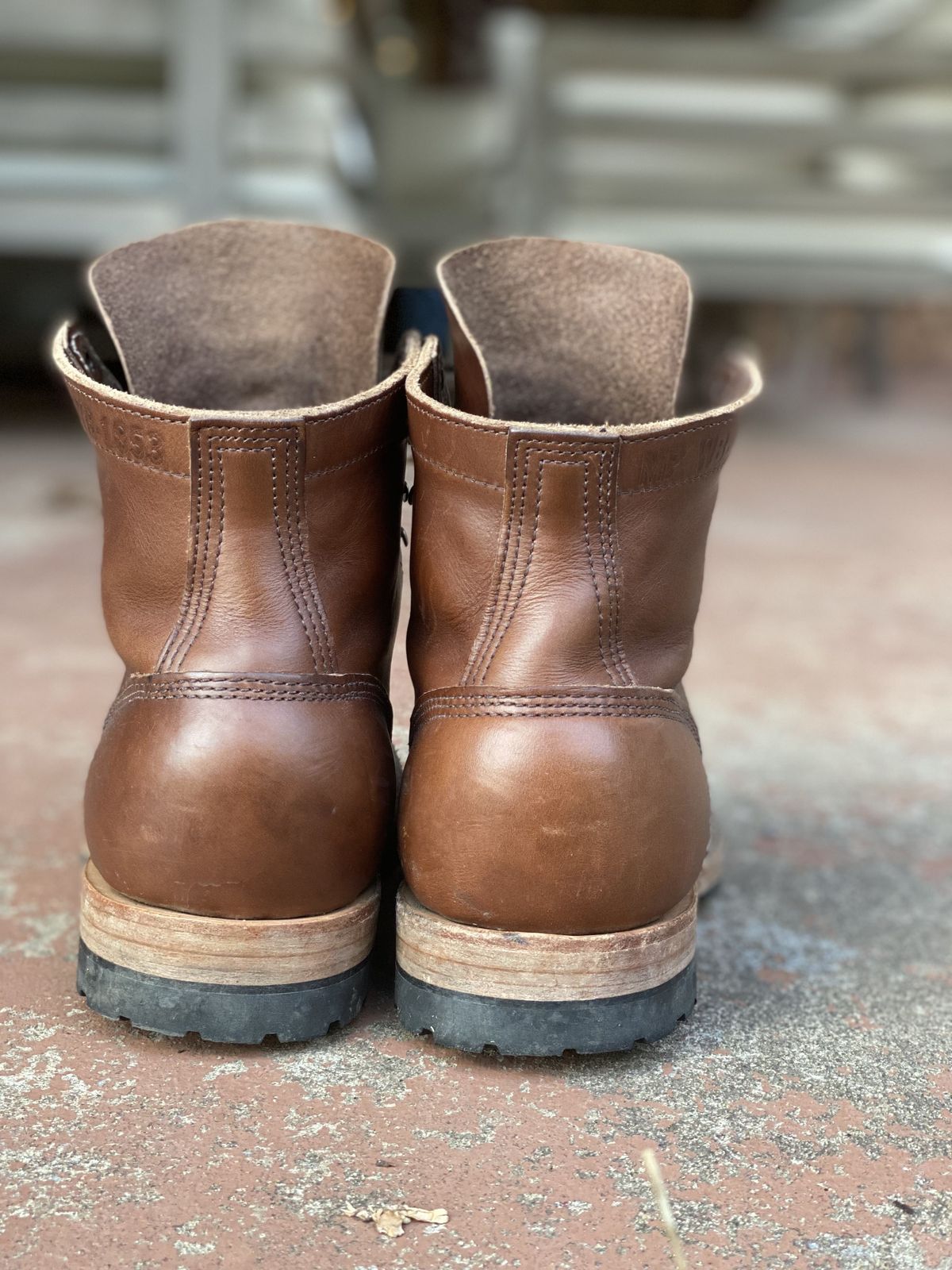 Photo by patinathunderdome on January 5, 2022 of the White's MP-Sherman Toe Cap in Seidel British Tan Double Shot.