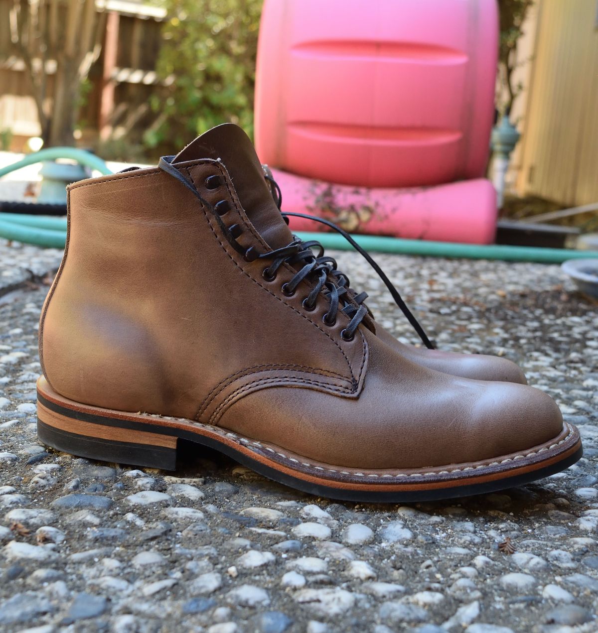 Photo by patinathunderdome on September 30, 2021 of the White's Stevens (Plain Toe) in Horween Natural Chromexcel.