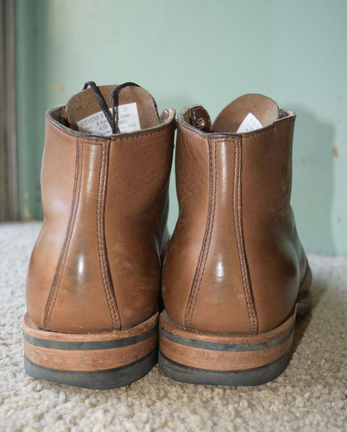 Photo by patinathunderdome on December 3, 2021 of the White's Stevens (Plain Toe) in Horween Natural Chromexcel.