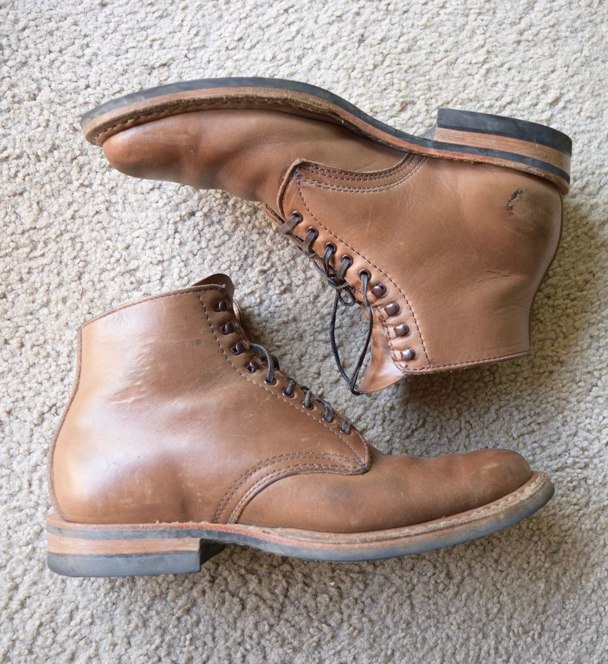Photo by patinathunderdome on December 3, 2021 of the White's Stevens (Plain Toe) in Horween Natural Chromexcel.