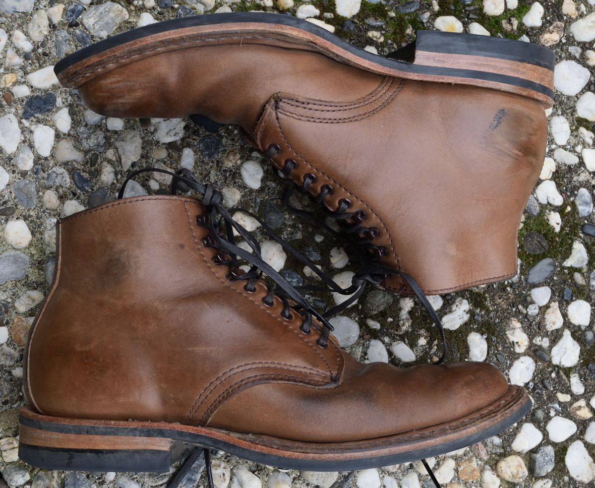 Photo by patinathunderdome on January 3, 2022 of the White's Stevens (Plain Toe) in Horween Natural Chromexcel.