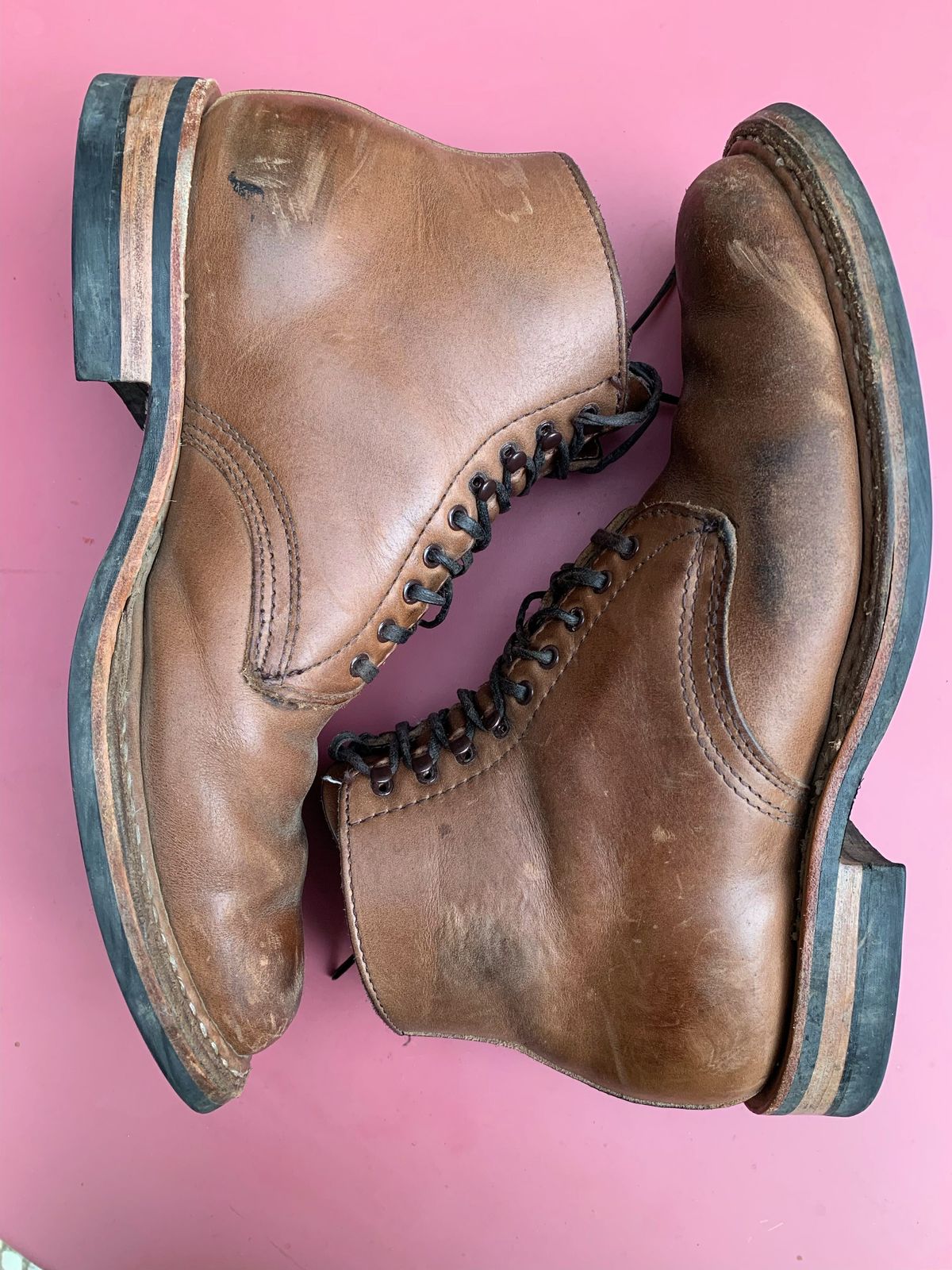 Photo by patinathunderdome on March 3, 2022 of the White's Stevens (Plain Toe) in Horween Natural Chromexcel.