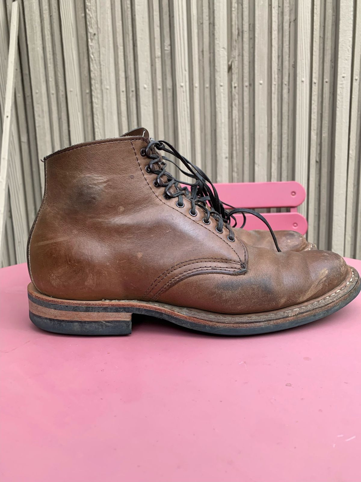 Photo by patinathunderdome on March 3, 2022 of the White's Stevens (Plain Toe) in Horween Natural Chromexcel.