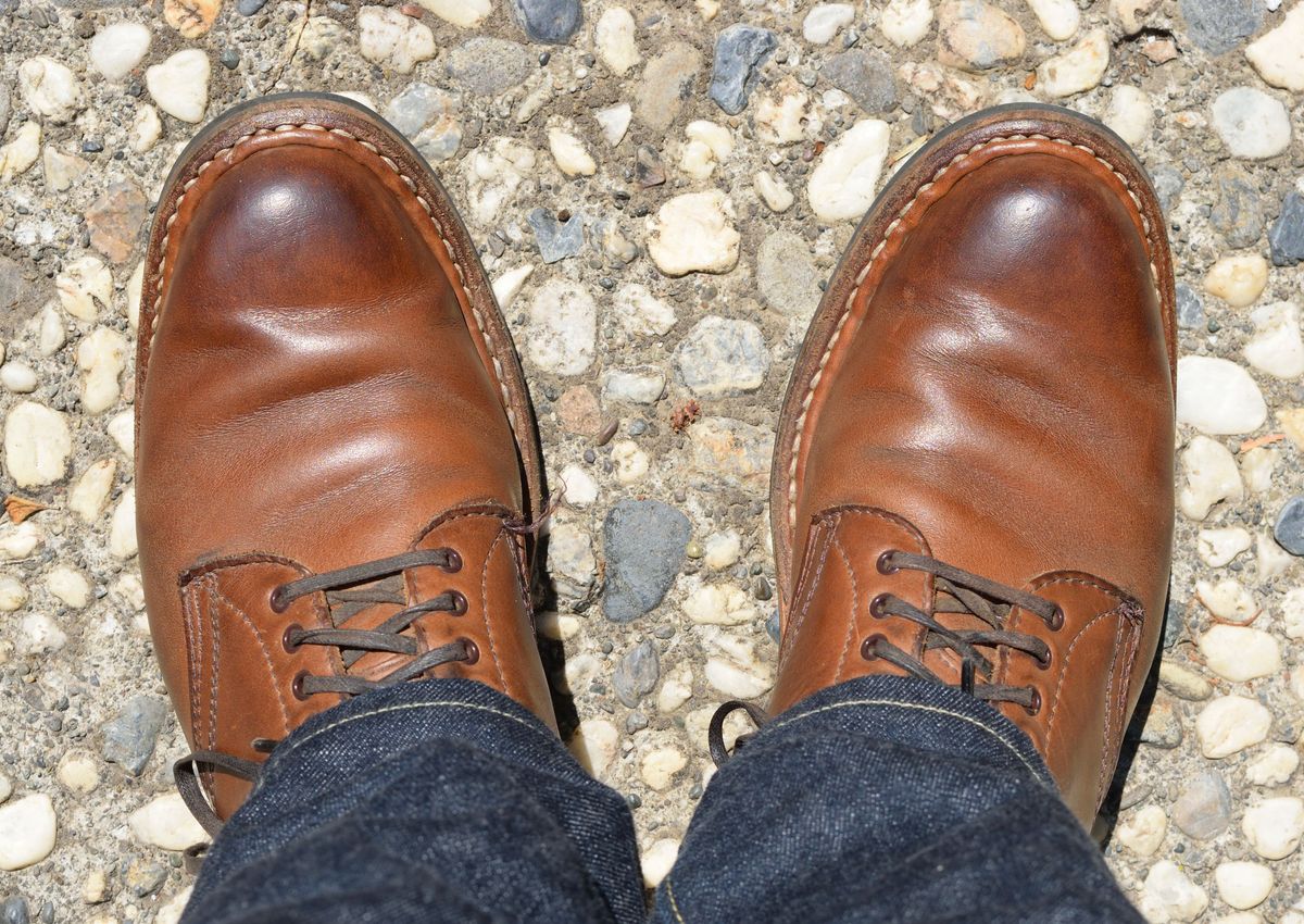 Photo by patinathunderdome on May 1, 2022 of the White's Stevens (Plain Toe) in Horween Natural Chromexcel.