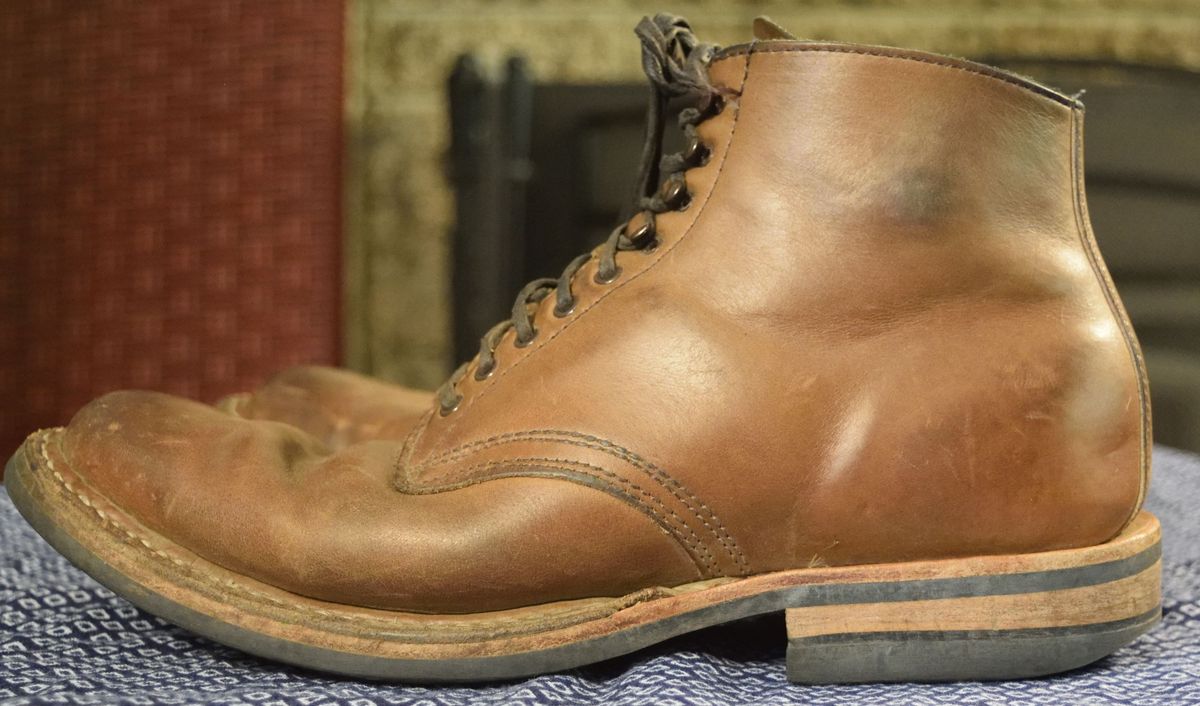 Photo by patinathunderdome on May 1, 2022 of the White's Stevens (Plain Toe) in Horween Natural Chromexcel.