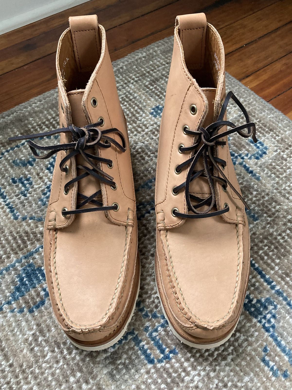 Photo by patinathunderdome on December 4, 2021 of the Rancourt & Co. Harrison Boot Redux in Horween Natural Essex.