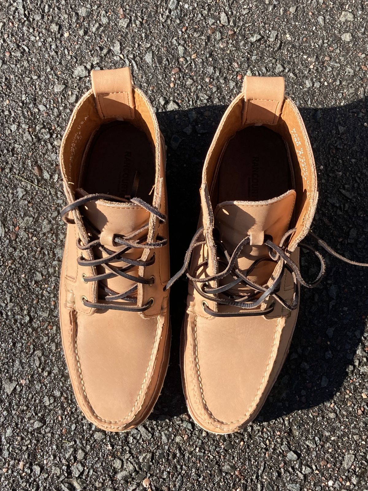 Photo by patinathunderdome on February 5, 2022 of the Rancourt & Co. Harrison Boot Redux in Horween Natural Essex.