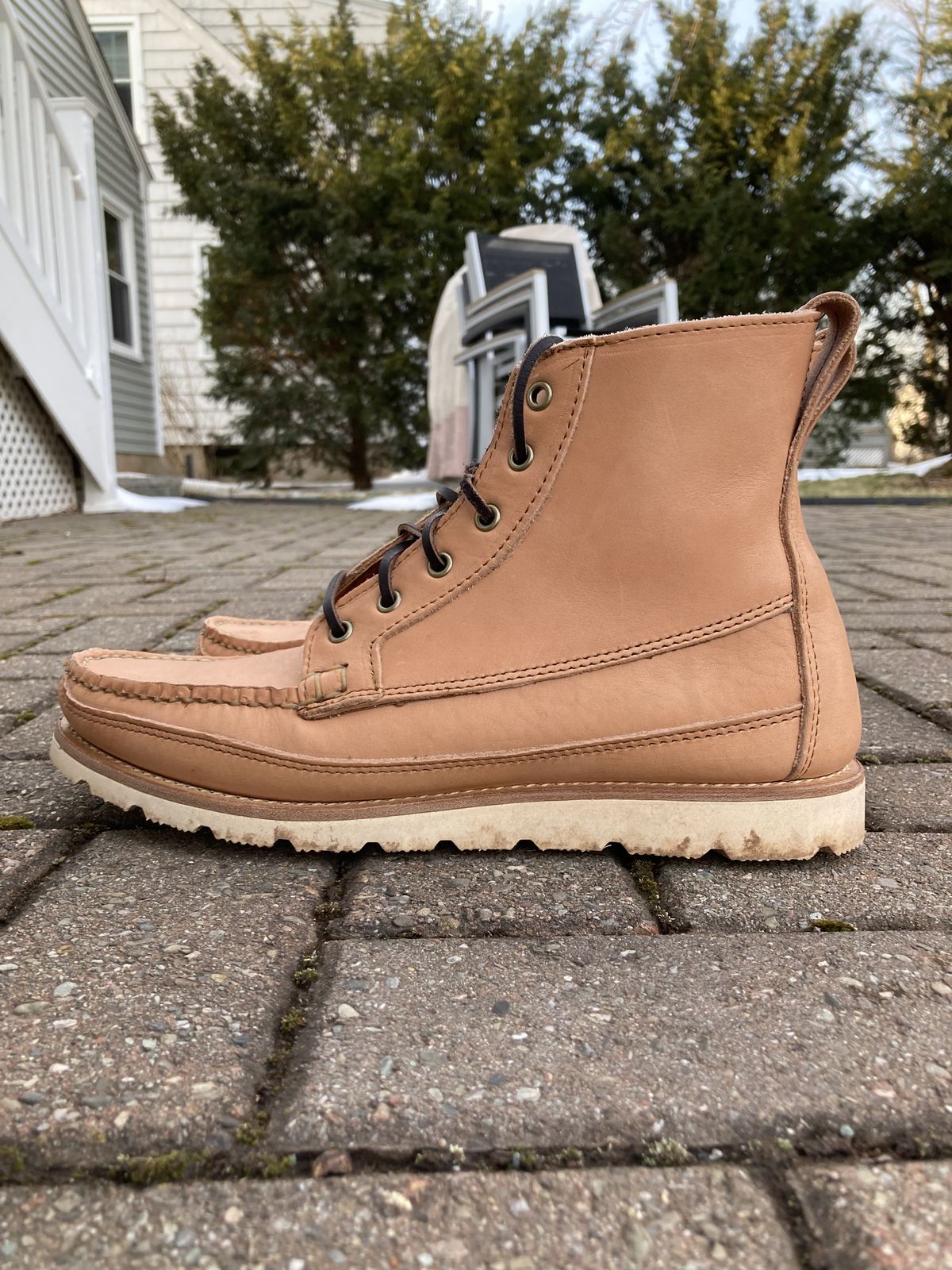 Photo by patinathunderdome on March 5, 2022 of the Rancourt & Co. Harrison Boot Redux in Horween Natural Essex.