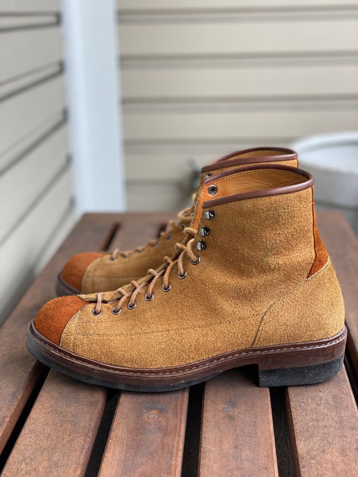 Photo by patinathunderdome on December 3, 2021 of the Junkard IMB 2 in Indonesian Tan Roughout.