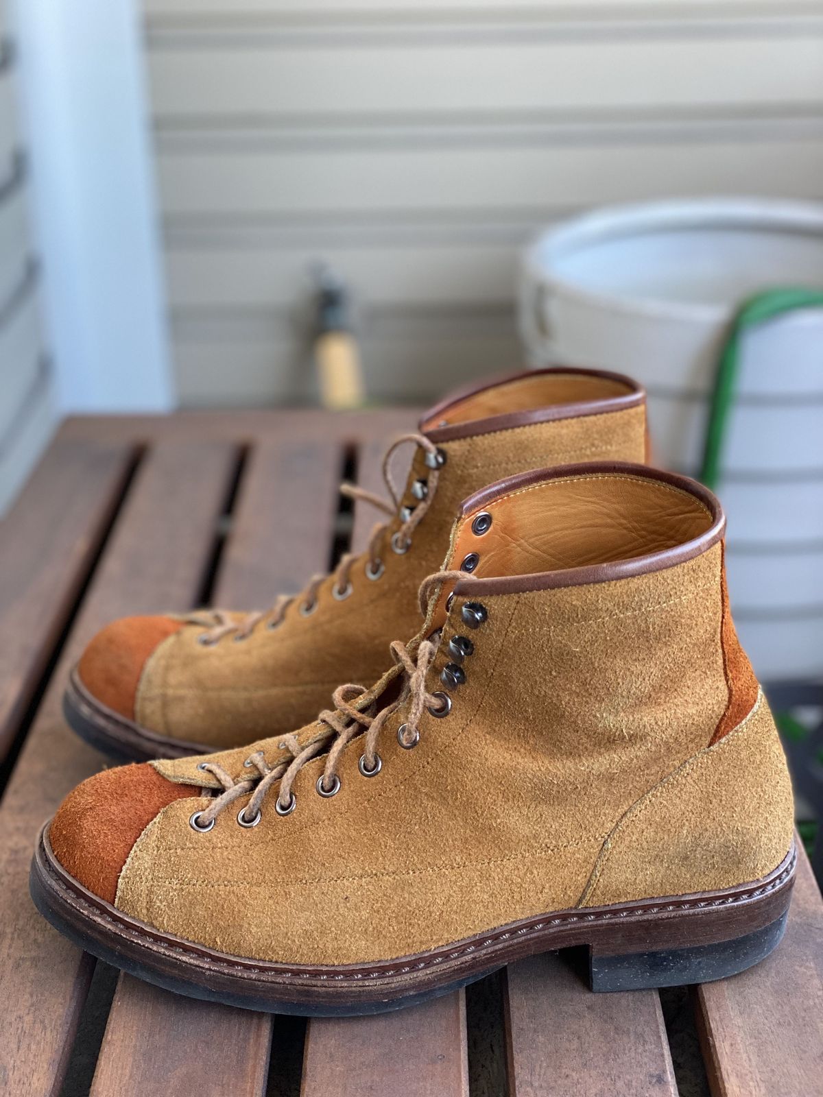 Photo by patinathunderdome on February 3, 2022 of the Junkard IMB 2 in Indonesian Tan Roughout.