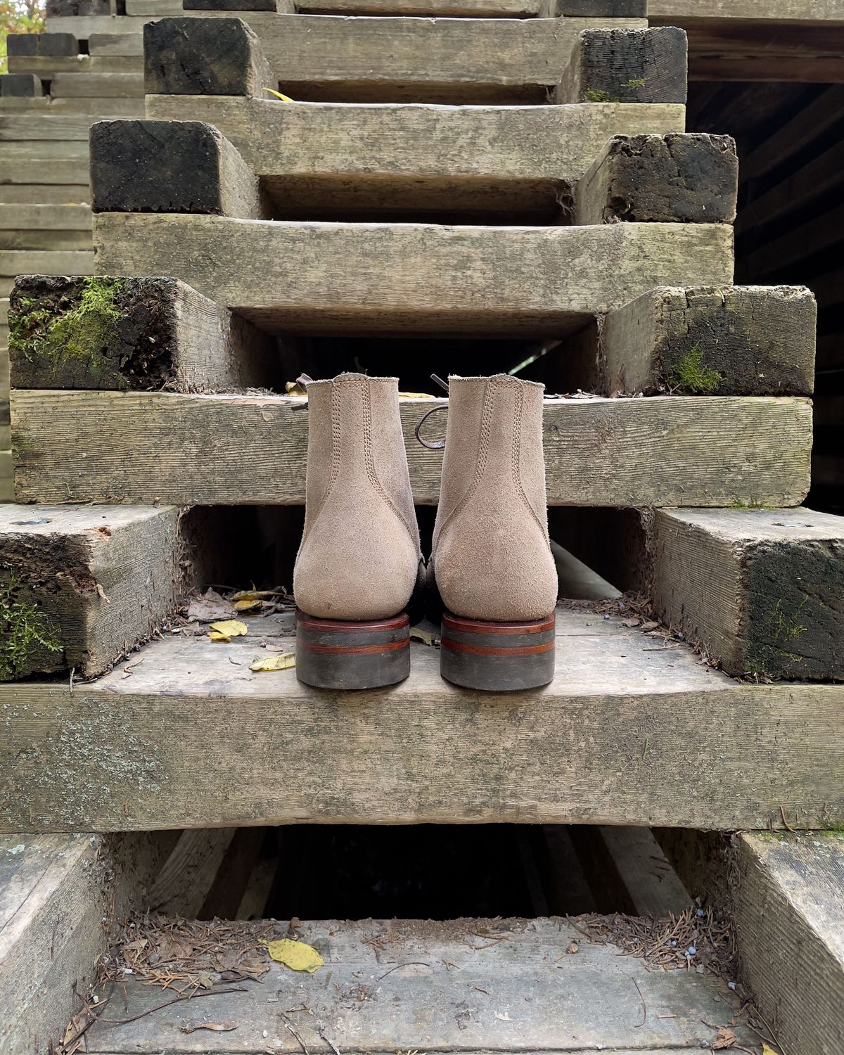 Photo by patinathunderdome on November 1, 2021 of the Midas Service Boot in Horween Natural Chromexcel Roughout.