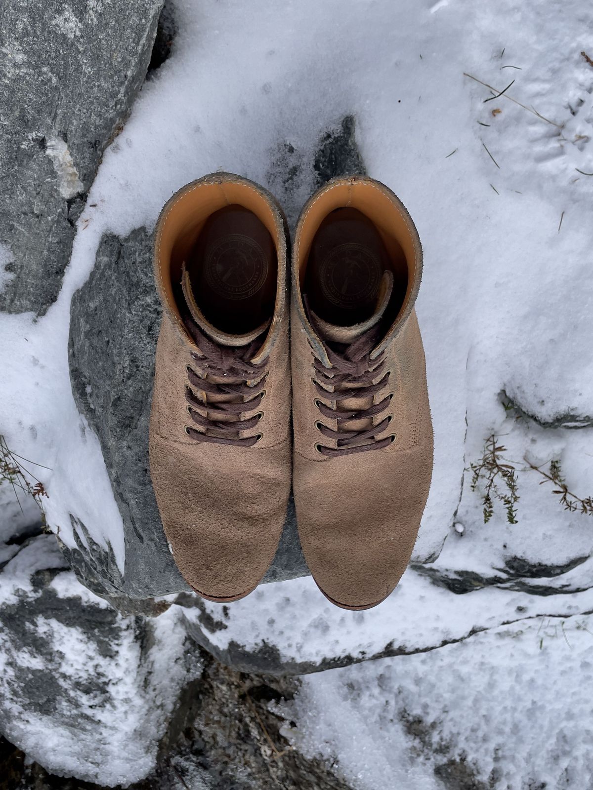 Photo by patinathunderdome on December 3, 2021 of the Midas Service Boot in Horween Natural Chromexcel Roughout.