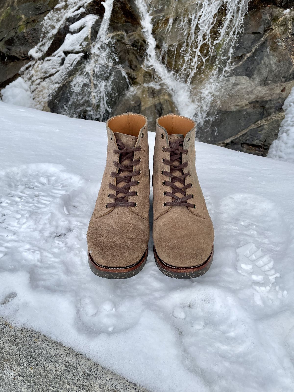 Photo by patinathunderdome on December 3, 2021 of the Midas Service Boot in Horween Natural Chromexcel Roughout.