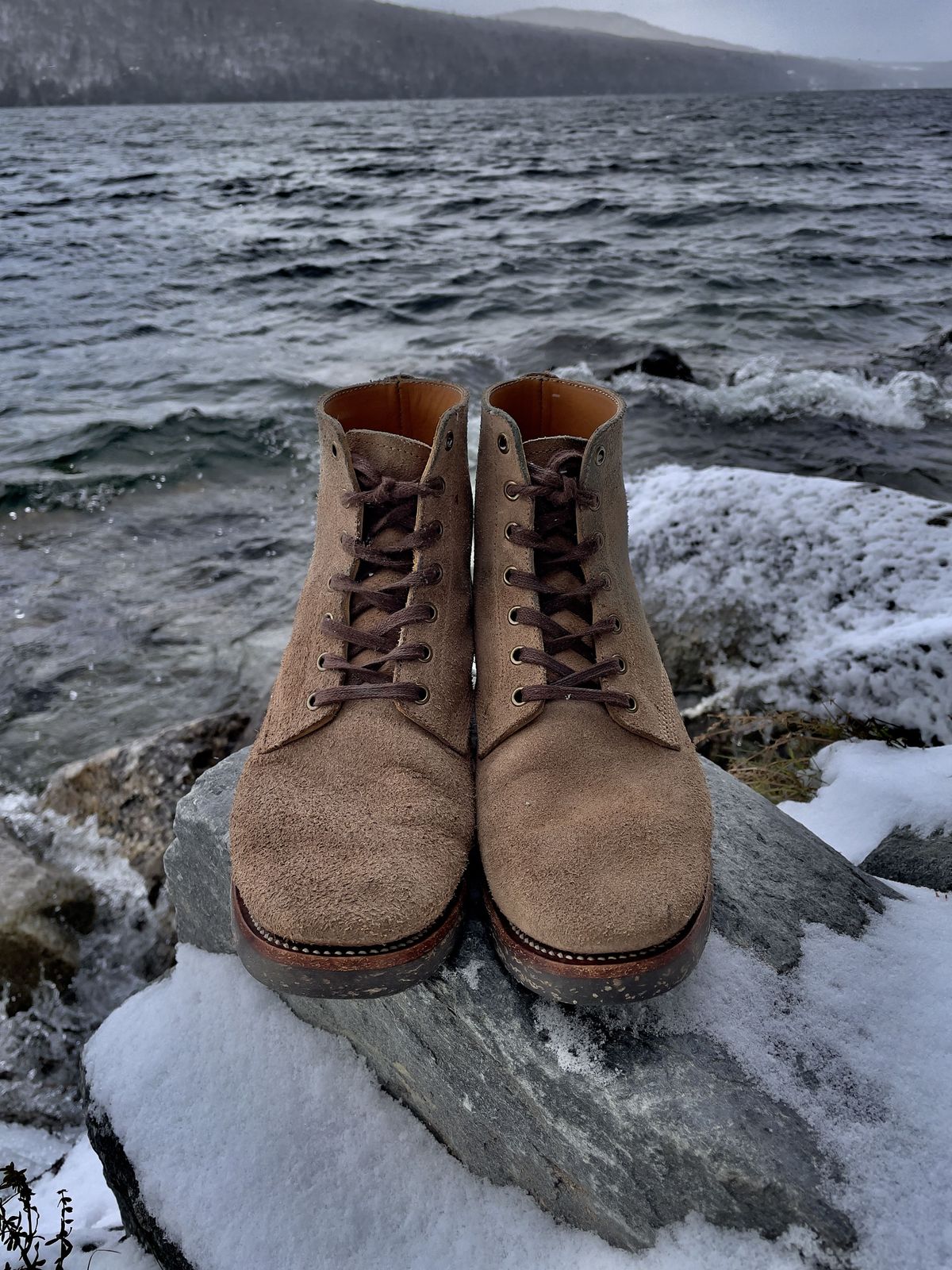 Photo by patinathunderdome on December 3, 2021 of the Midas Service Boot in Horween Natural Chromexcel Roughout.