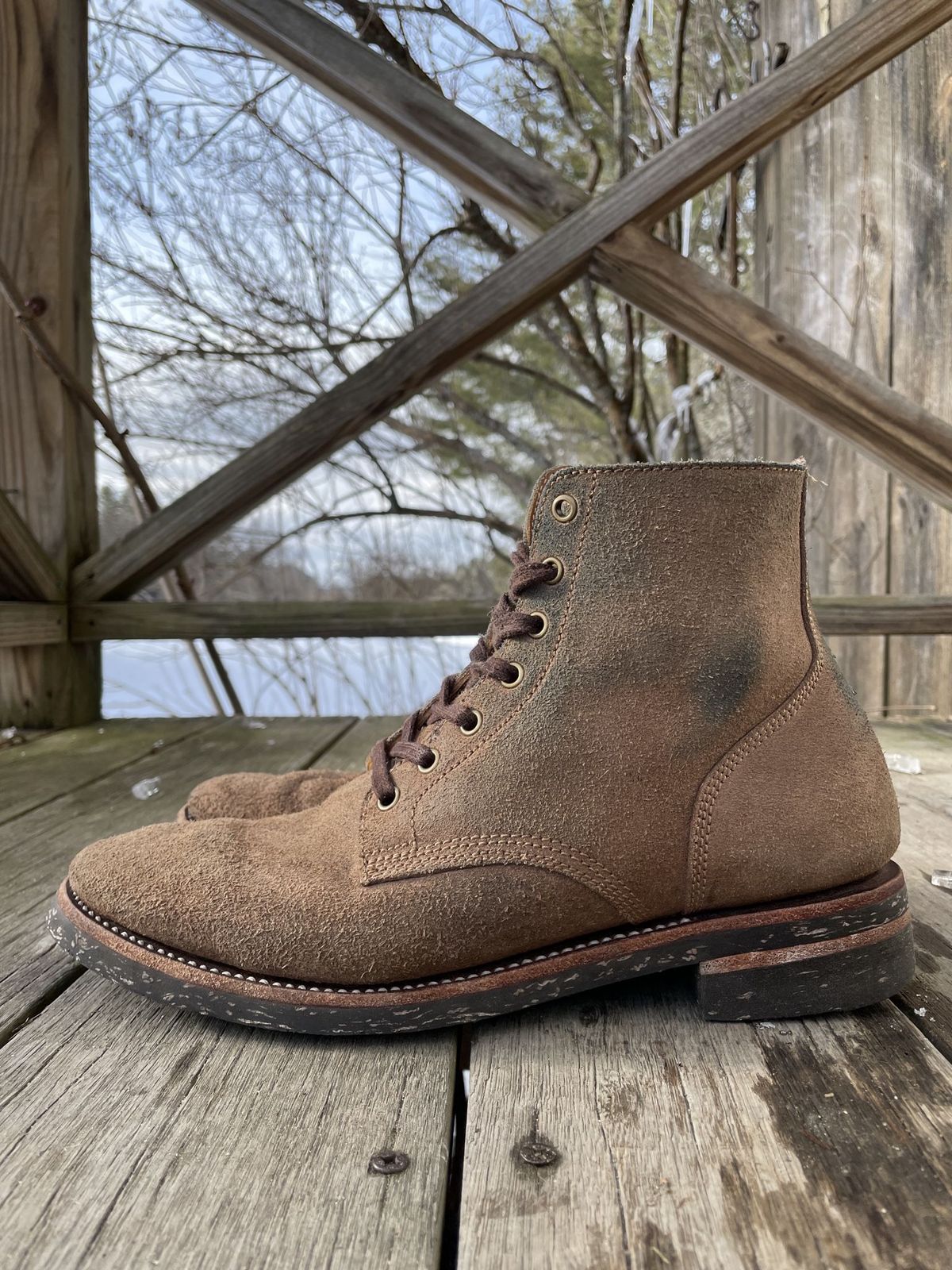 Photo by patinathunderdome on February 2, 2022 of the Midas Service Boot in Horween Natural Chromexcel Roughout.