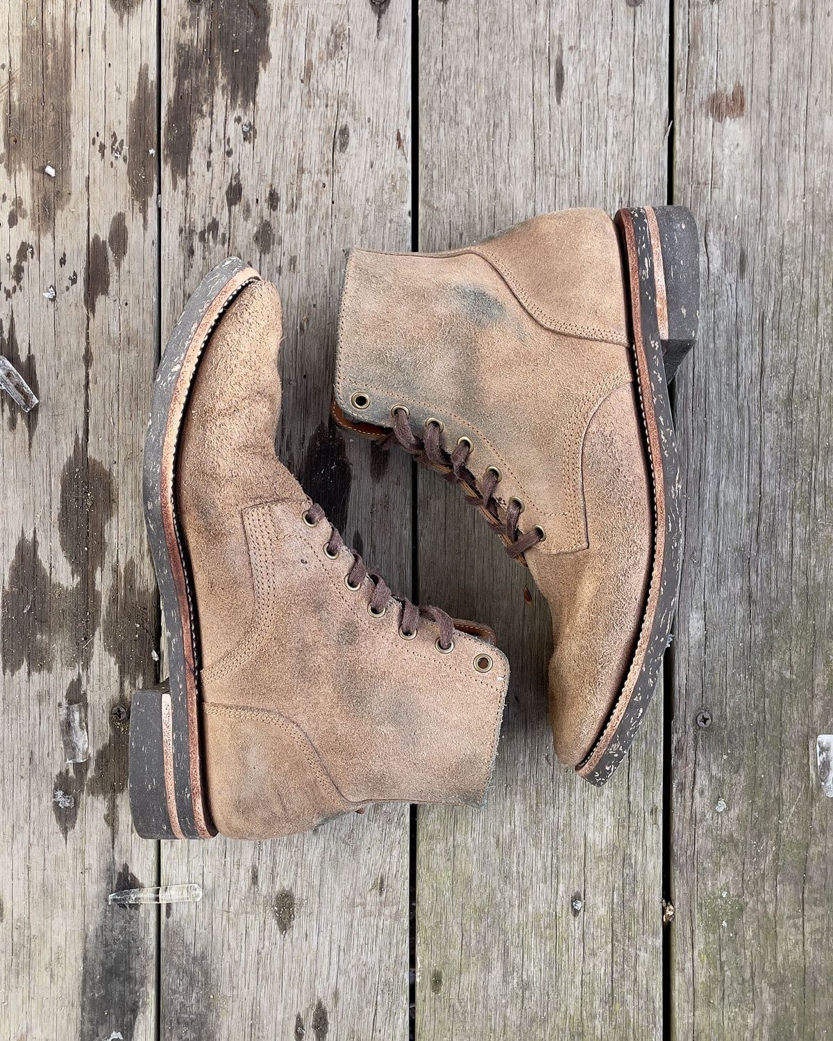 Photo by patinathunderdome on February 2, 2022 of the Midas Service Boot in Horween Natural Chromexcel Roughout.