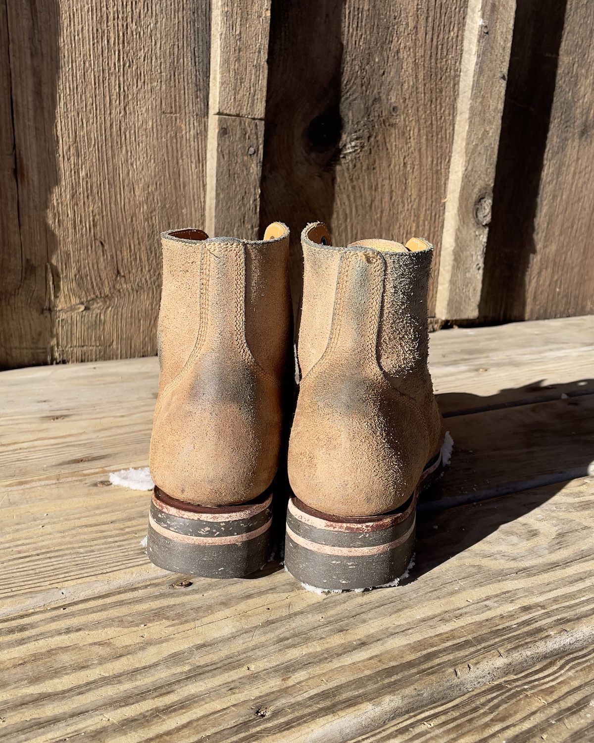 Photo by patinathunderdome on March 5, 2022 of the Midas Service Boot in Horween Natural Chromexcel Roughout.