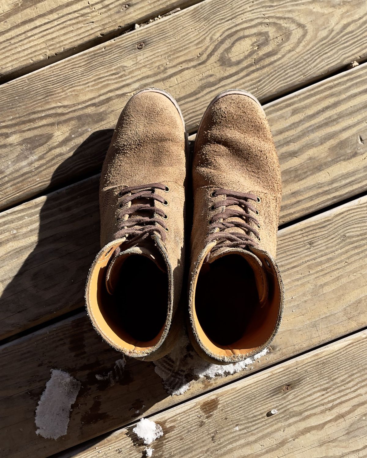 Photo by patinathunderdome on March 5, 2022 of the Midas Service Boot in Horween Natural Chromexcel Roughout.