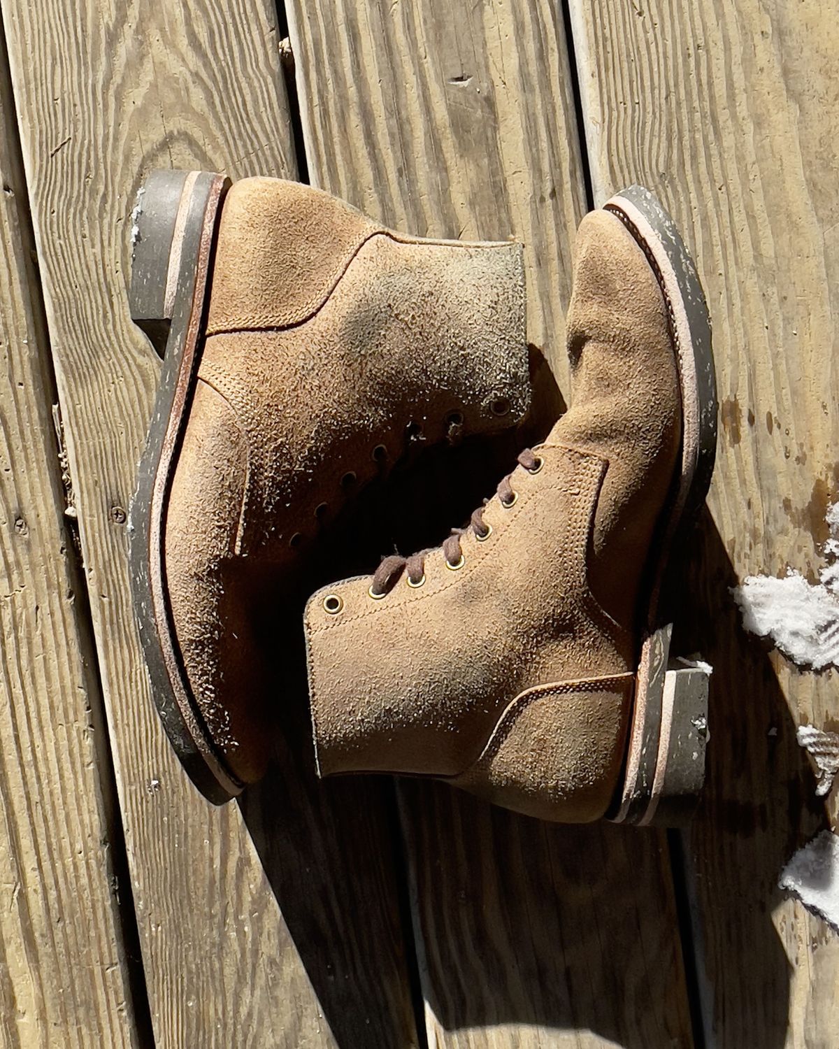 Photo by patinathunderdome on March 5, 2022 of the Midas Service Boot in Horween Natural Chromexcel Roughout.