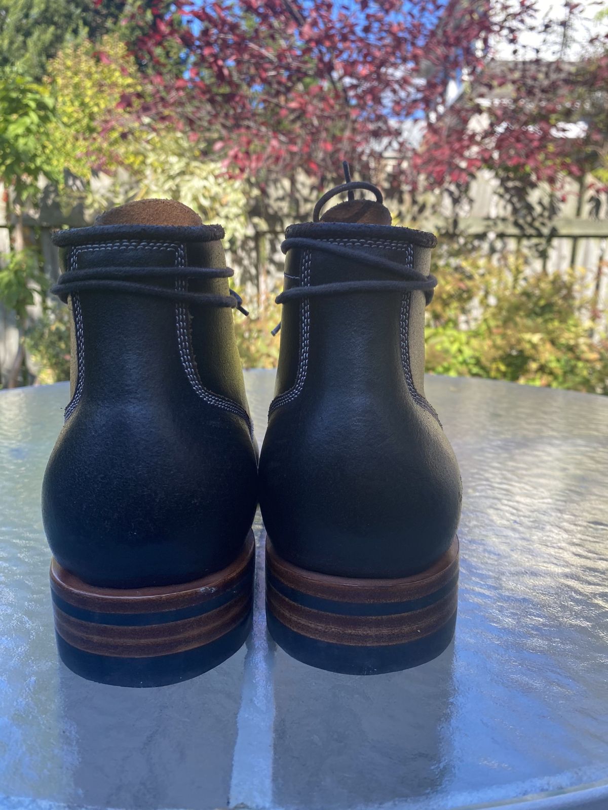 Photo by patinathunderdome on November 5, 2021 of the Flame Panda Service Boot in Horween Dark Brown Waxed Flesh.