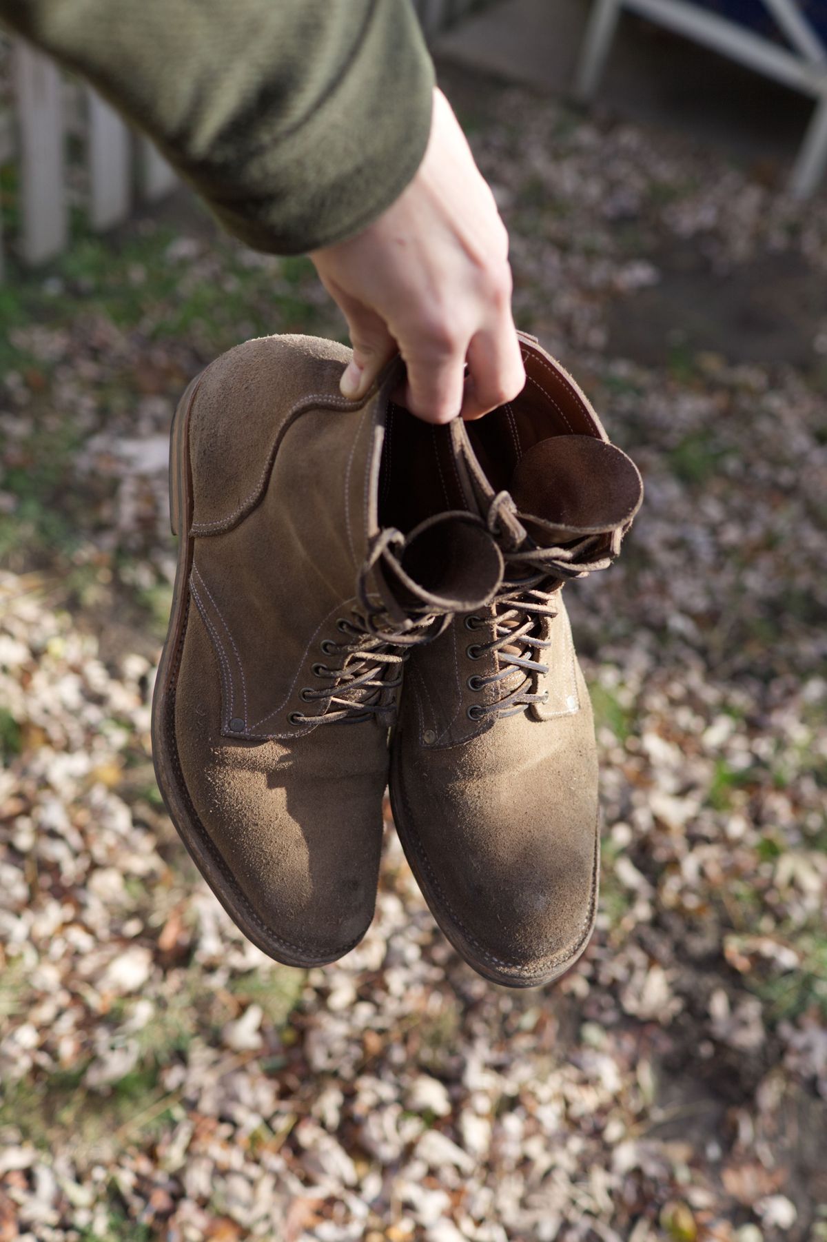 Photo by patinathunderdome on December 2, 2021 of the NF Bootmaker Milton Boot in Horween Marine Field Roughout.