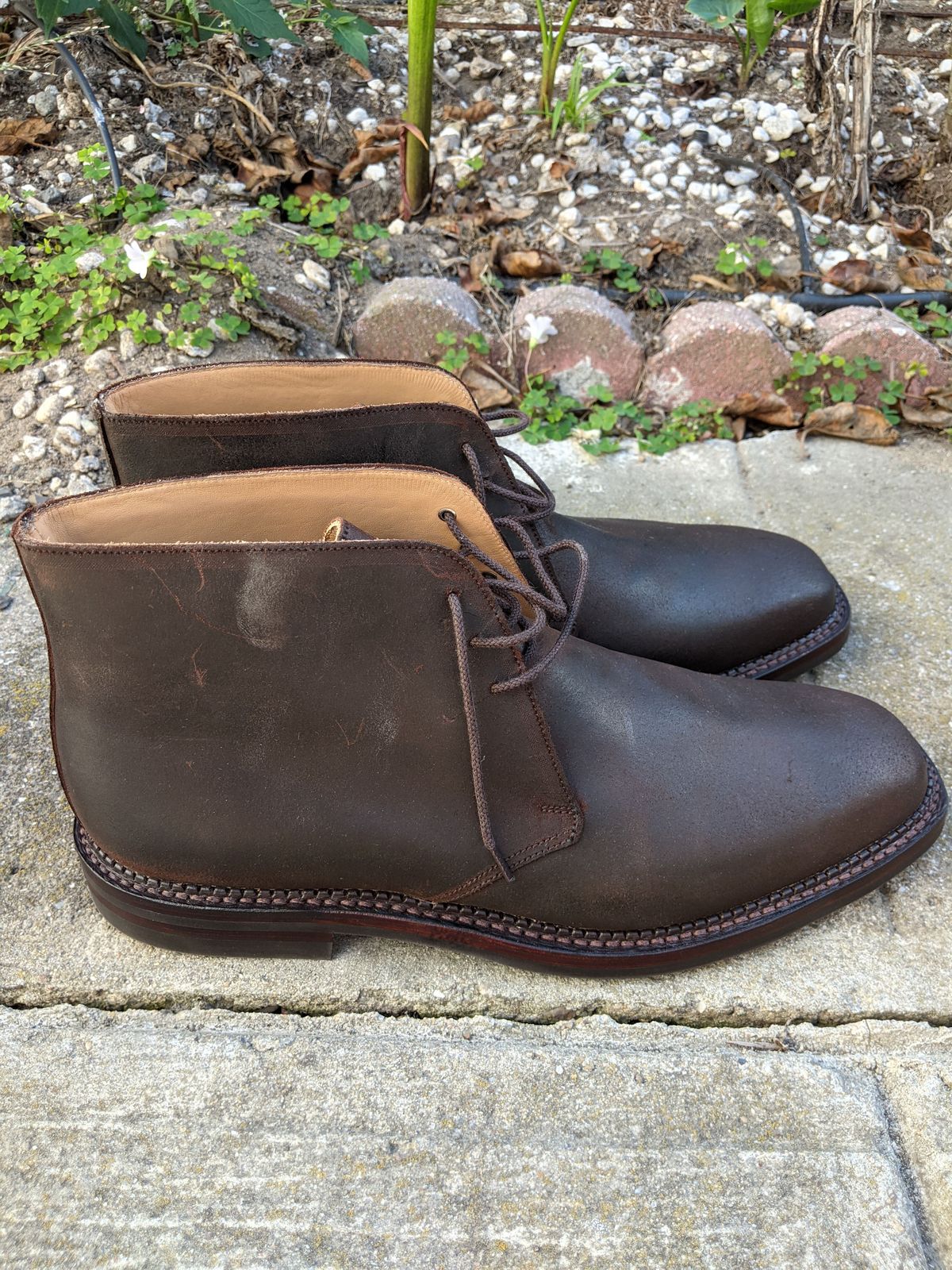 Photo by patinathunderdome on October 2, 2021 of the Crockett & Jones Molton in Dark Brown Roughout Suede.