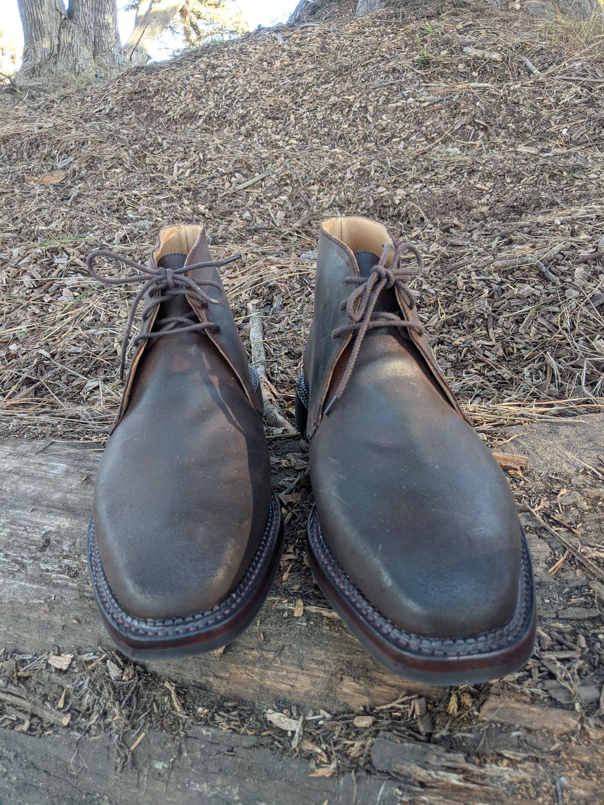Photo by patinathunderdome on October 2, 2021 of the Crockett & Jones Molton in Dark Brown Roughout Suede.