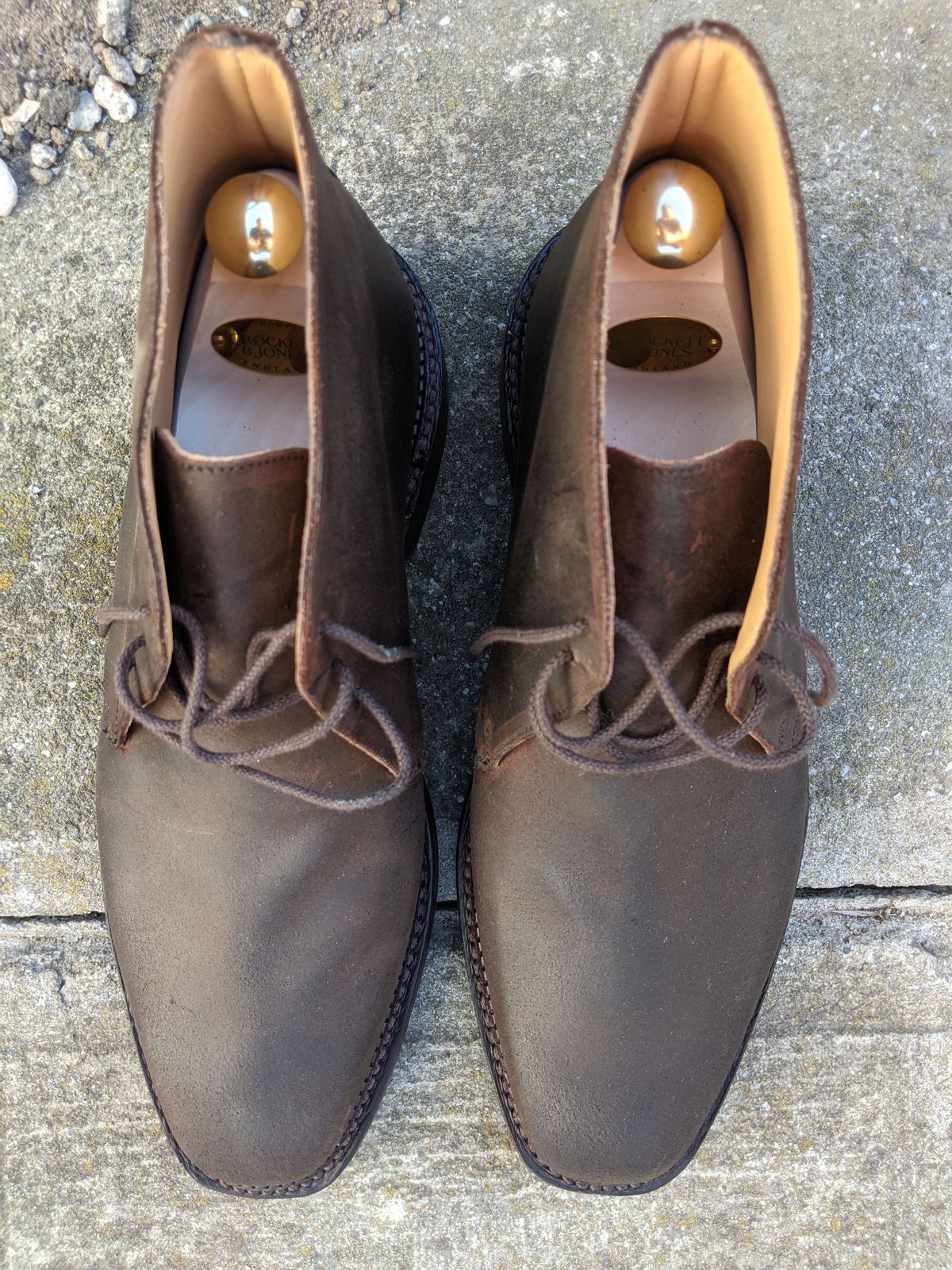 Photo by patinathunderdome on October 2, 2021 of the Crockett & Jones Molton in Dark Brown Roughout Suede.