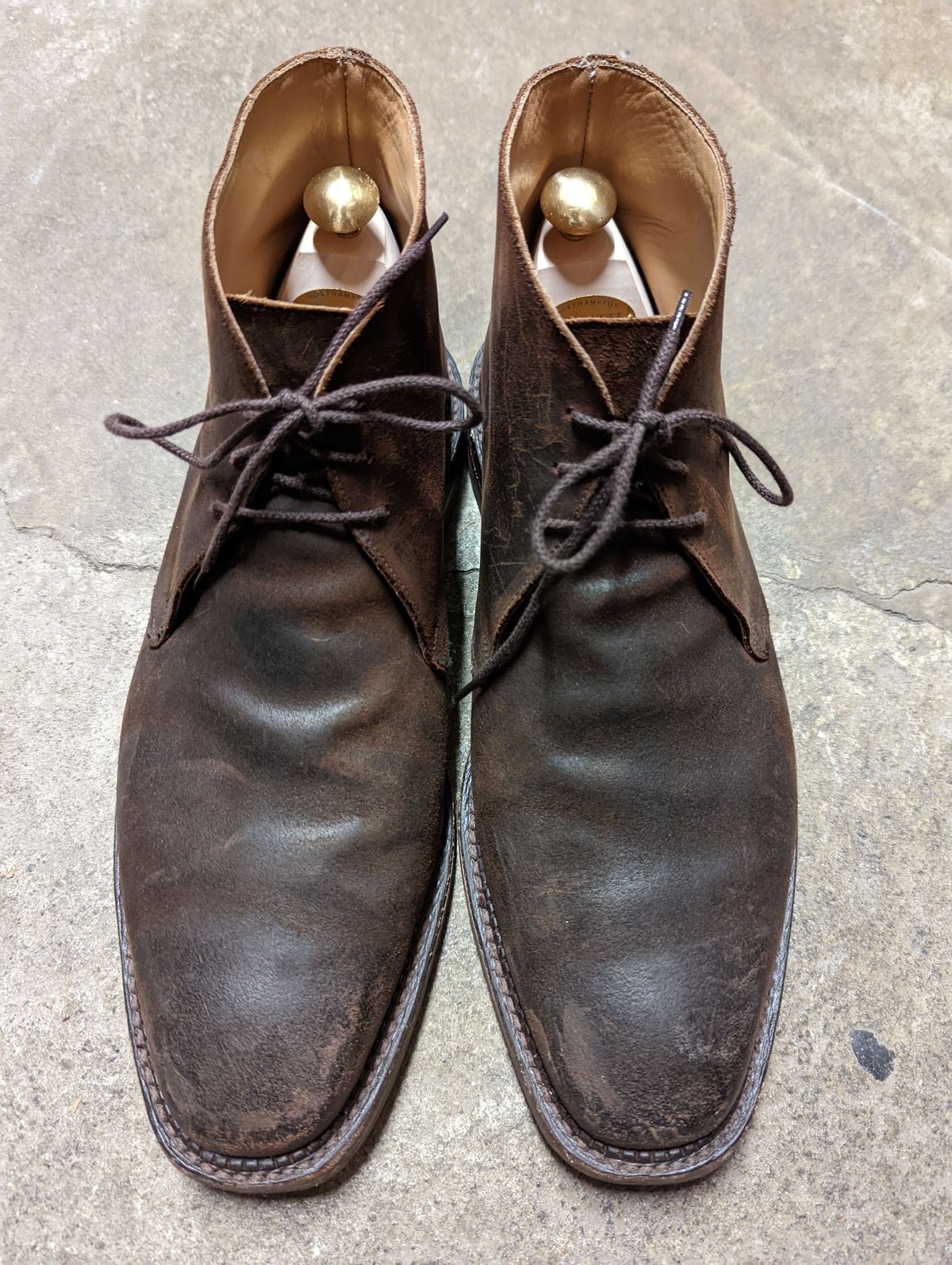 Photo by patinathunderdome on December 6, 2021 of the Crockett & Jones Molton in Dark Brown Roughout Suede.