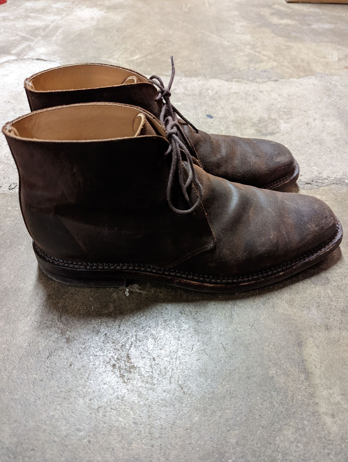 Photo by patinathunderdome on January 6, 2022 of the Crockett & Jones Molton in Dark Brown Roughout Suede.