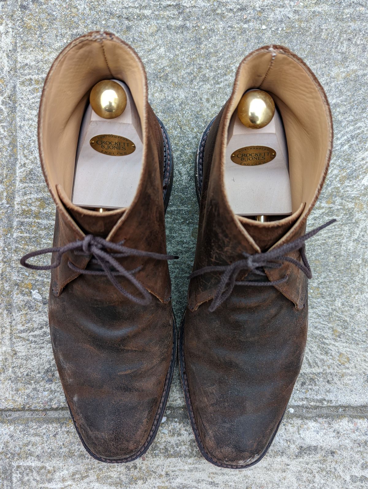 Photo by patinathunderdome on May 6, 2022 of the Crockett & Jones Molton in Dark Brown Roughout Suede.