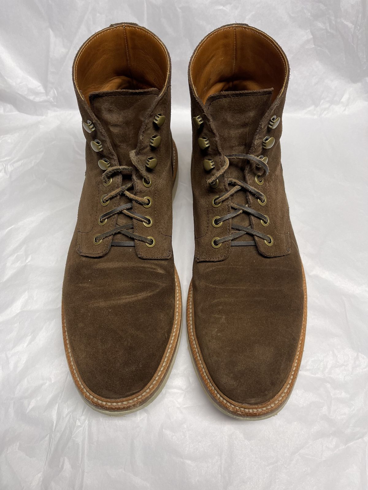 Photo by patinathunderdome on December 6, 2021 of the Grant Stone Diesel Boot in C.F. Stead Coffee Repello Calf Suede.