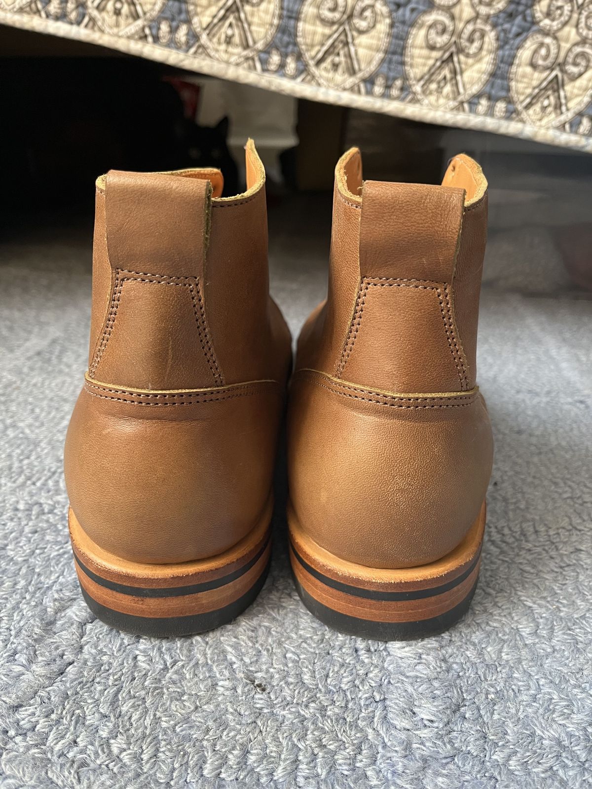 Photo by patinathunderdome on October 1, 2021 of the Viberg Service Boot in Maryam Honey Tanned Hosrehide.