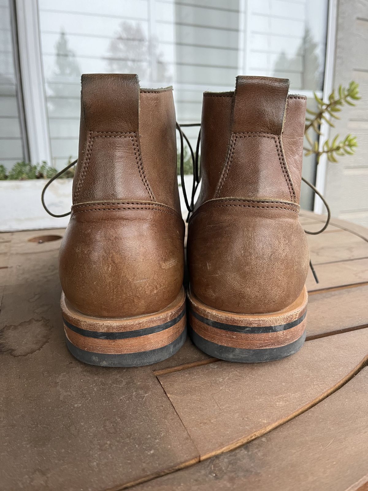 Photo by patinathunderdome on December 5, 2021 of the Viberg Service Boot in Maryam Honey Tanned Hosrehide.