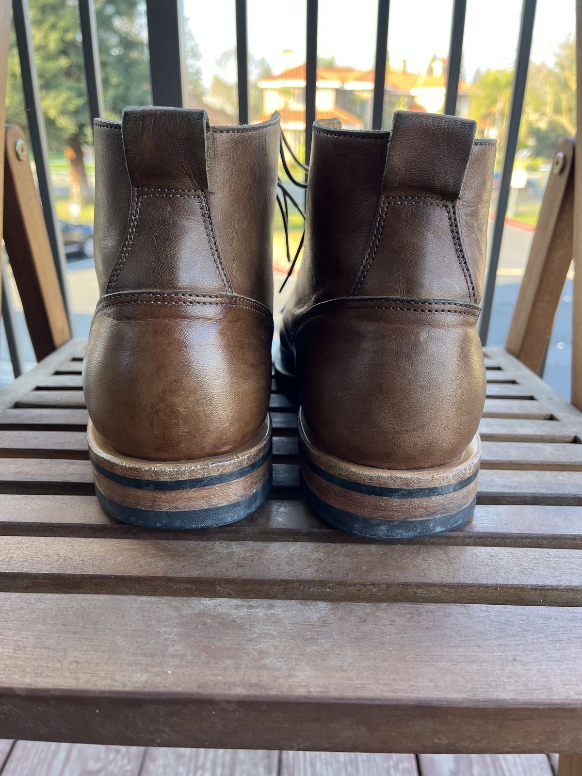 Photo by patinathunderdome on February 3, 2022 of the Viberg Service Boot in Maryam Honey Tanned Hosrehide.