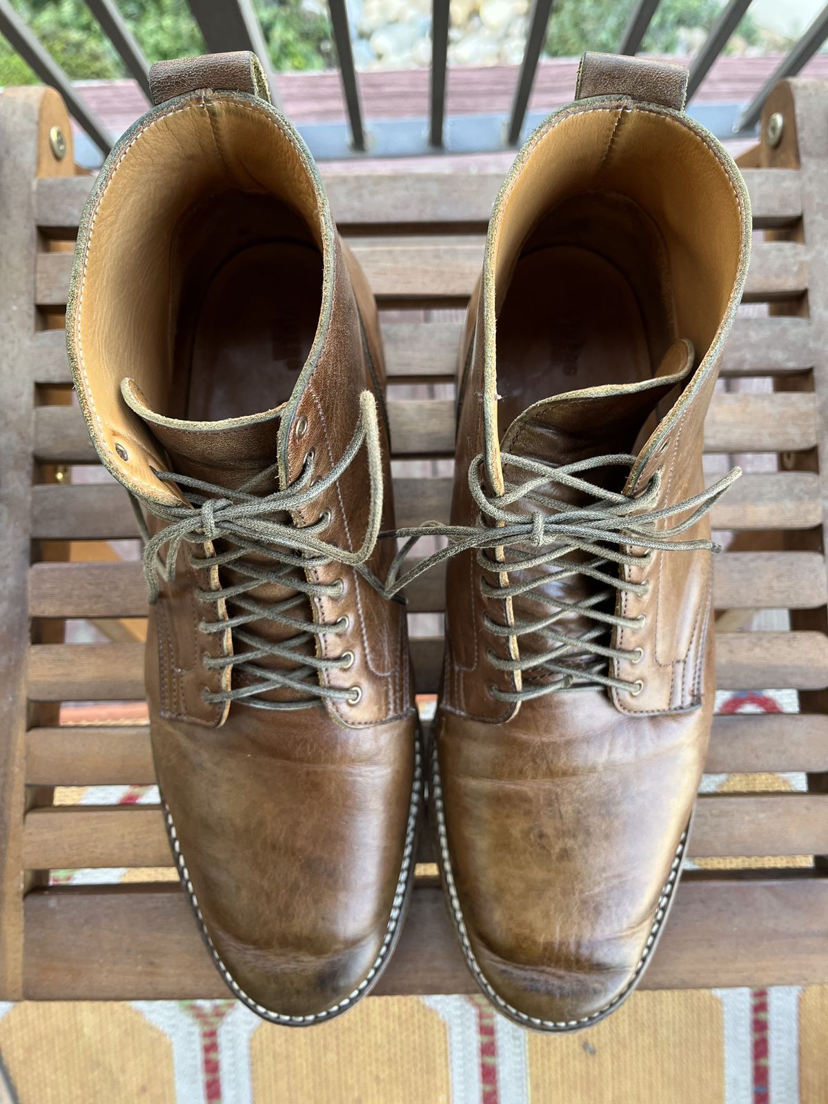 Photo by patinathunderdome on February 3, 2022 of the Viberg Service Boot in Maryam Honey Tanned Hosrehide.
