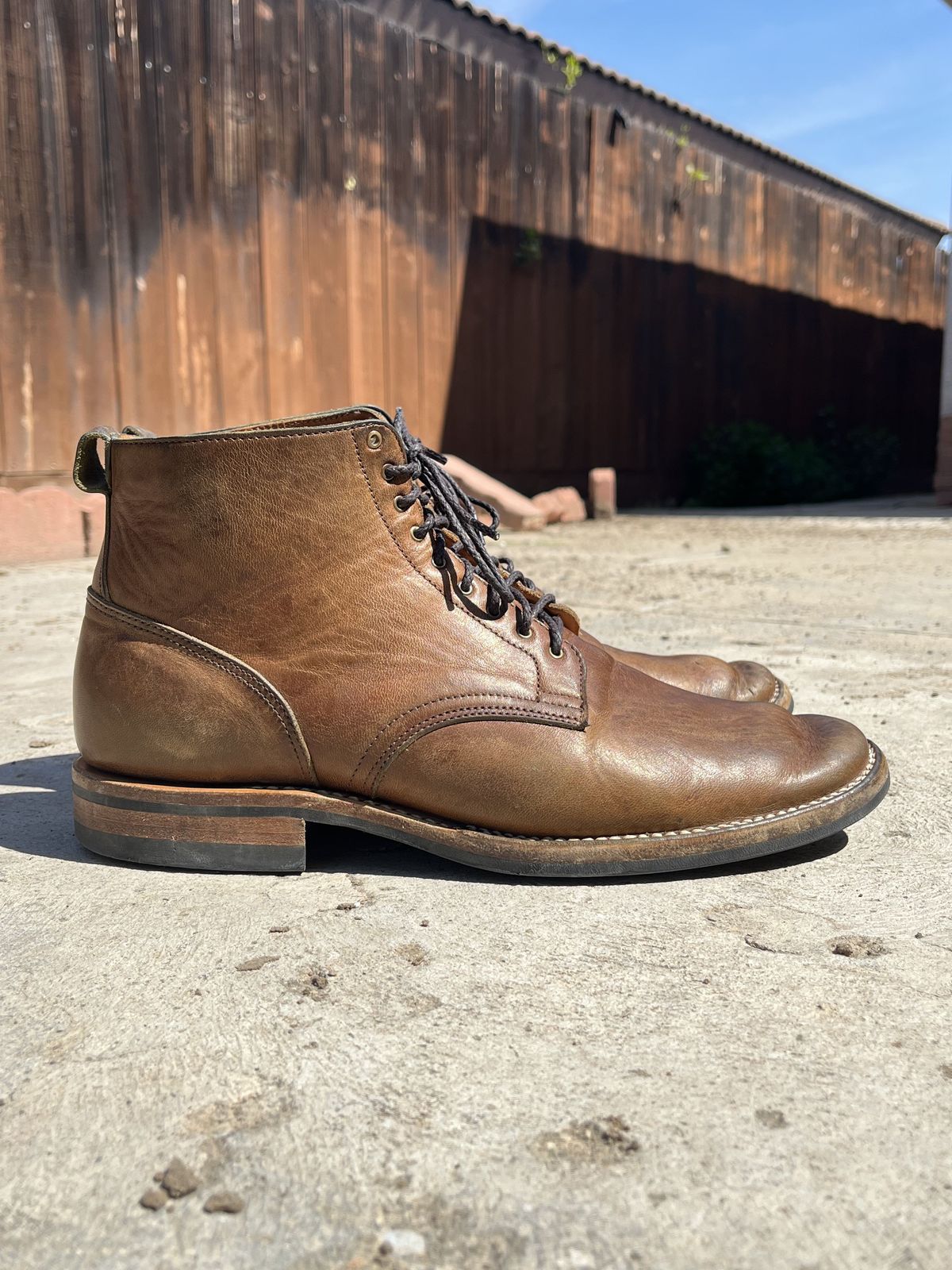 Photo by patinathunderdome on April 2, 2022 of the Viberg Service Boot in Maryam Honey Tanned Hosrehide.