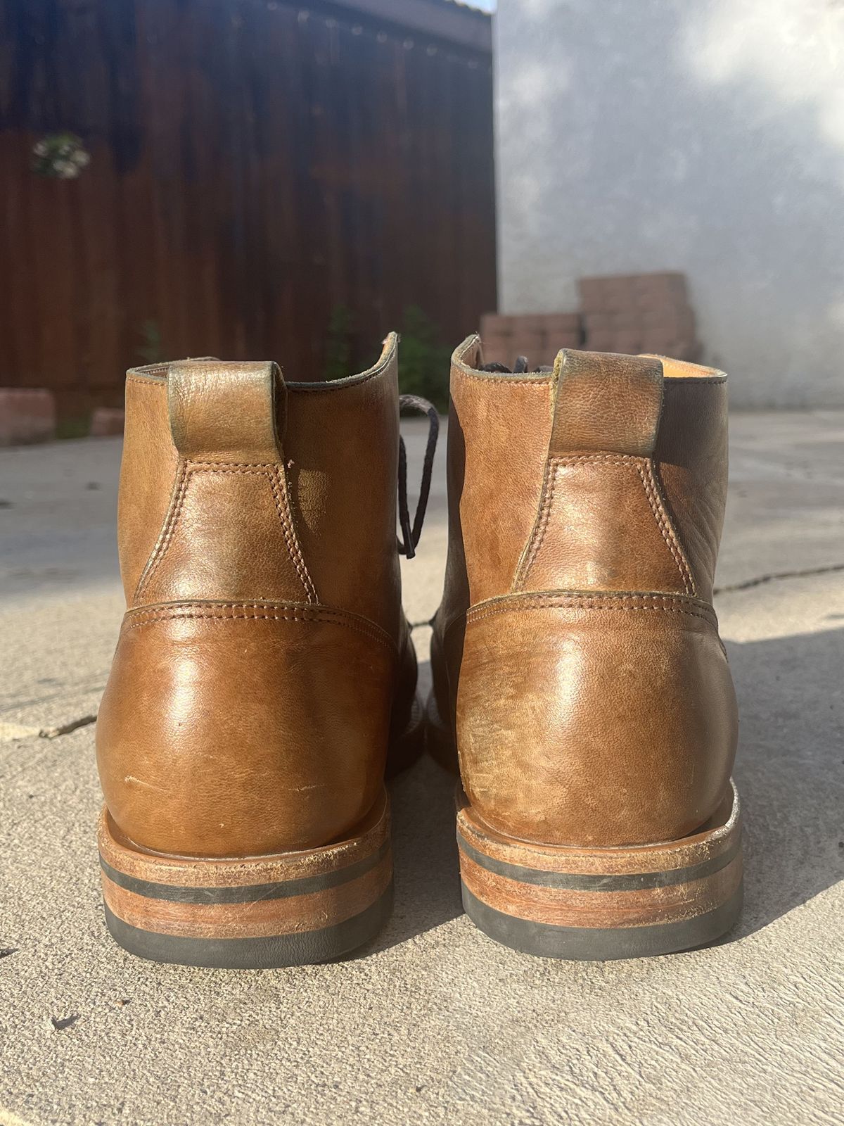 Photo by patinathunderdome on May 6, 2022 of the Viberg Service Boot in Maryam Honey Tanned Hosrehide.