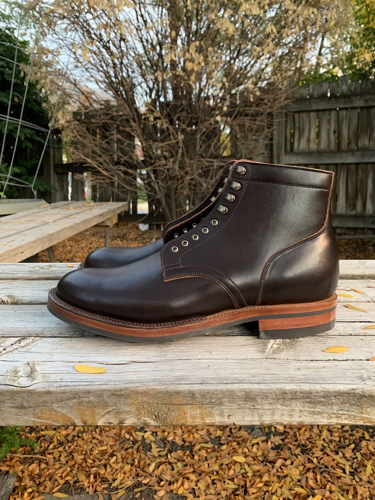 Photo by patinathunderdome on October 1, 2021 of the Viberg Service Boot in Horween Brown Wooly.
