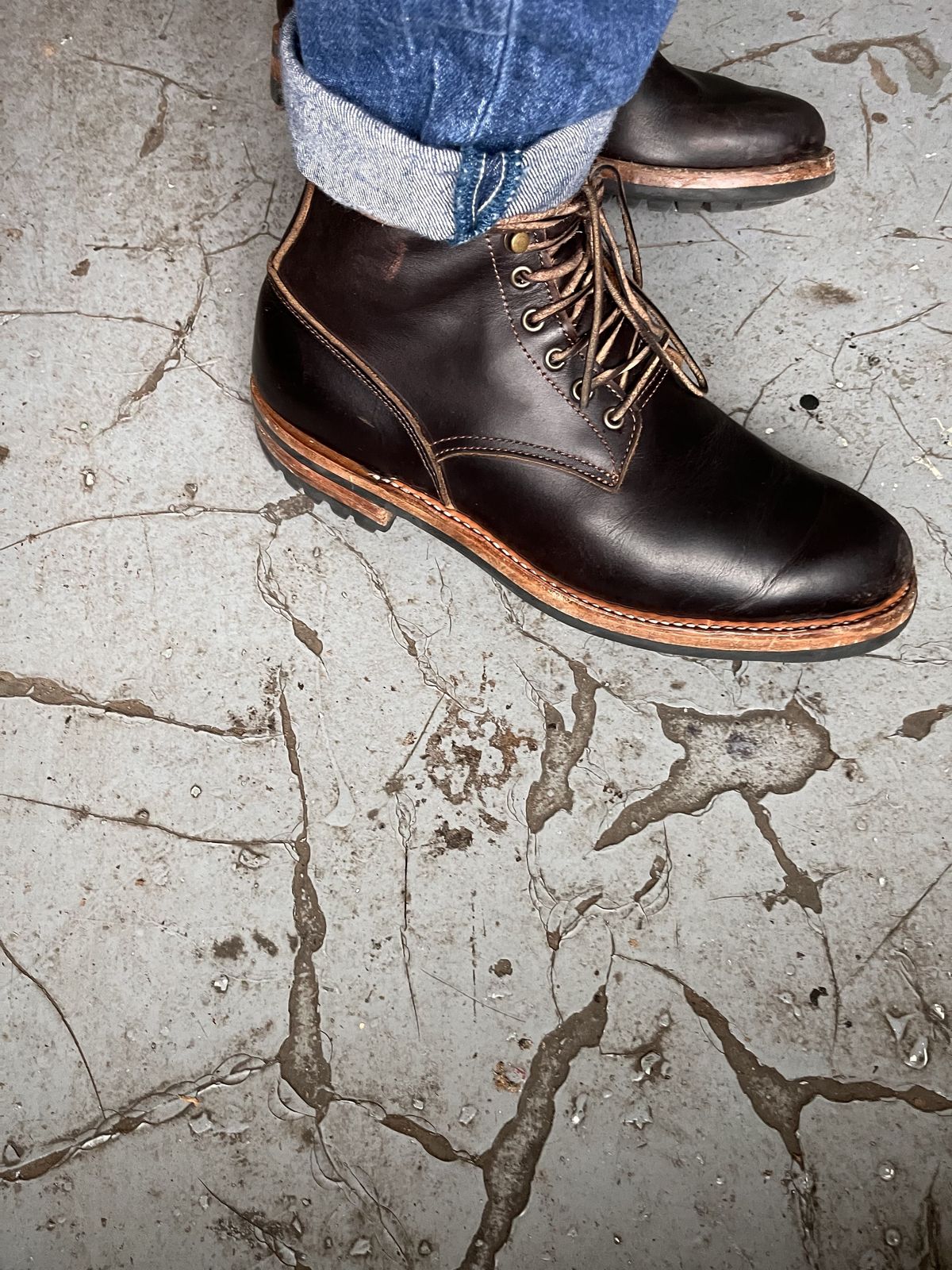 Photo by patinathunderdome on February 5, 2022 of the Truman Upland Boot in Seidel Black Walnut Double Shot.