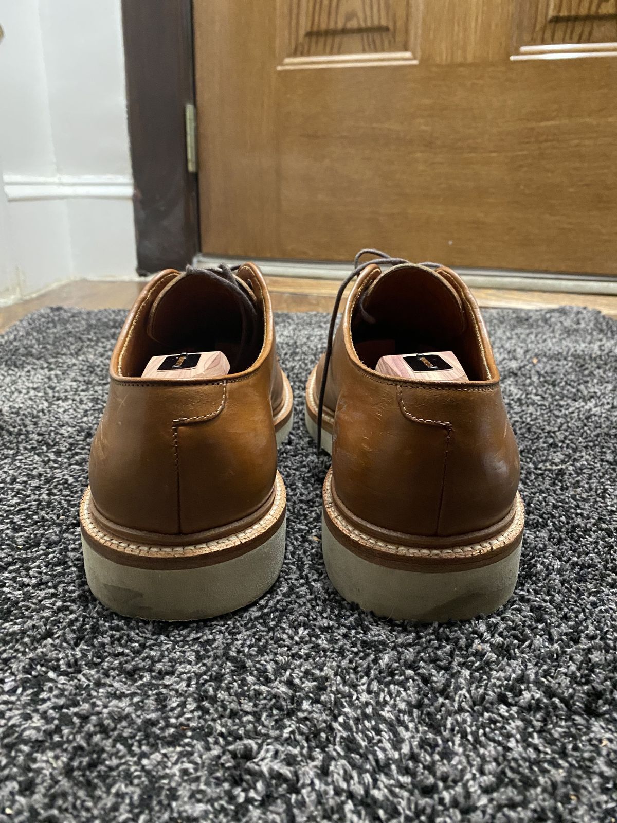 Photo by patinathunderdome on January 6, 2022 of the Grant Stone Plain Toe Blucher in Badalassi Carlo Saddle Tan Minerva.