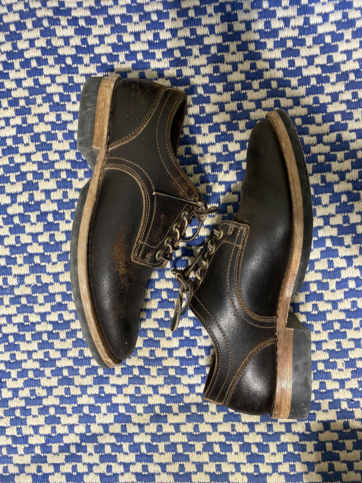 Photo by patinathunderdome on March 4, 2022 of the Truman Derby in Horween Java Waxed Flesh.