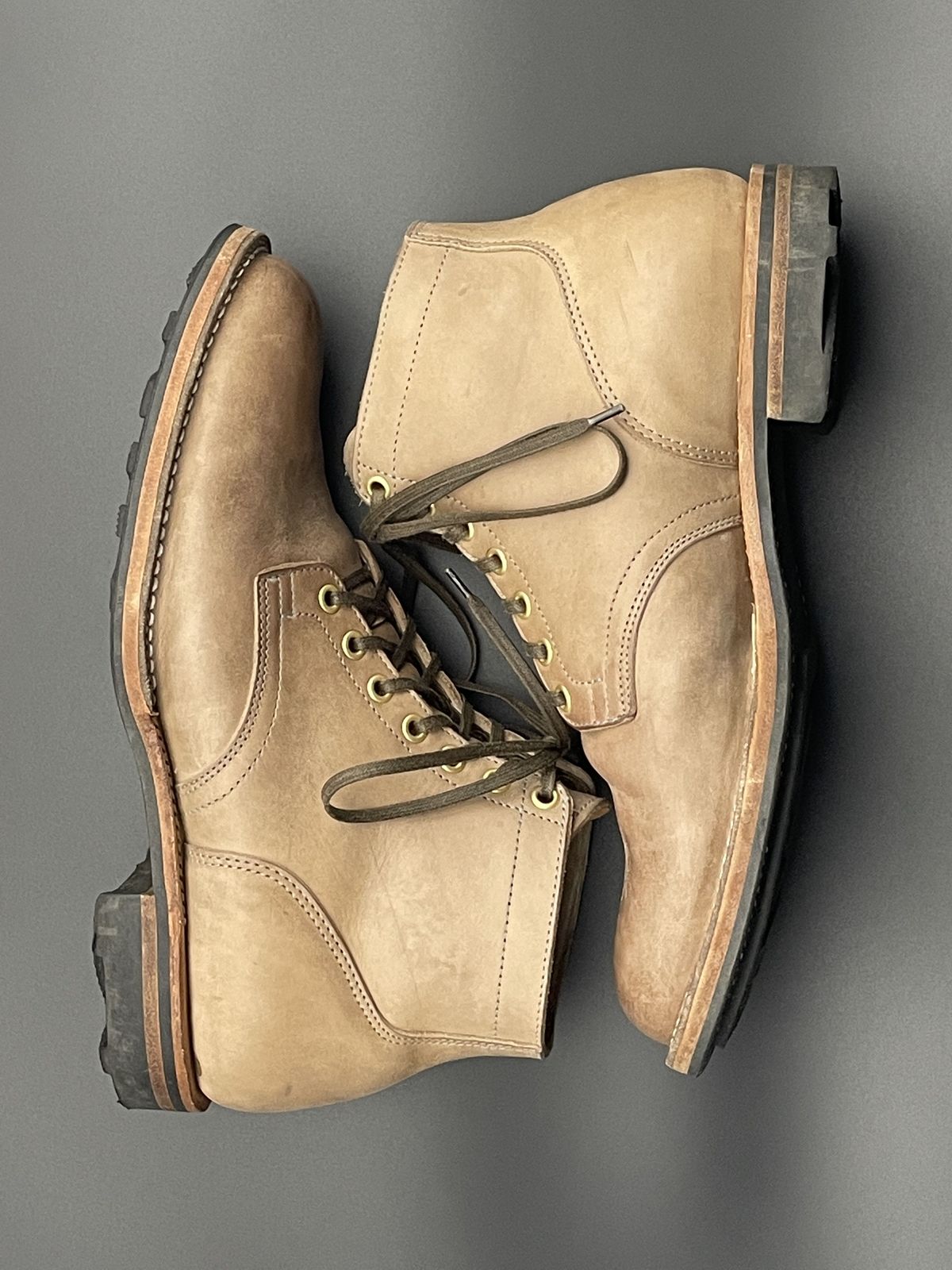 Photo by patinathunderdome on December 5, 2021 of the Viberg Service Boot in Maryam Fango Horsebutt.