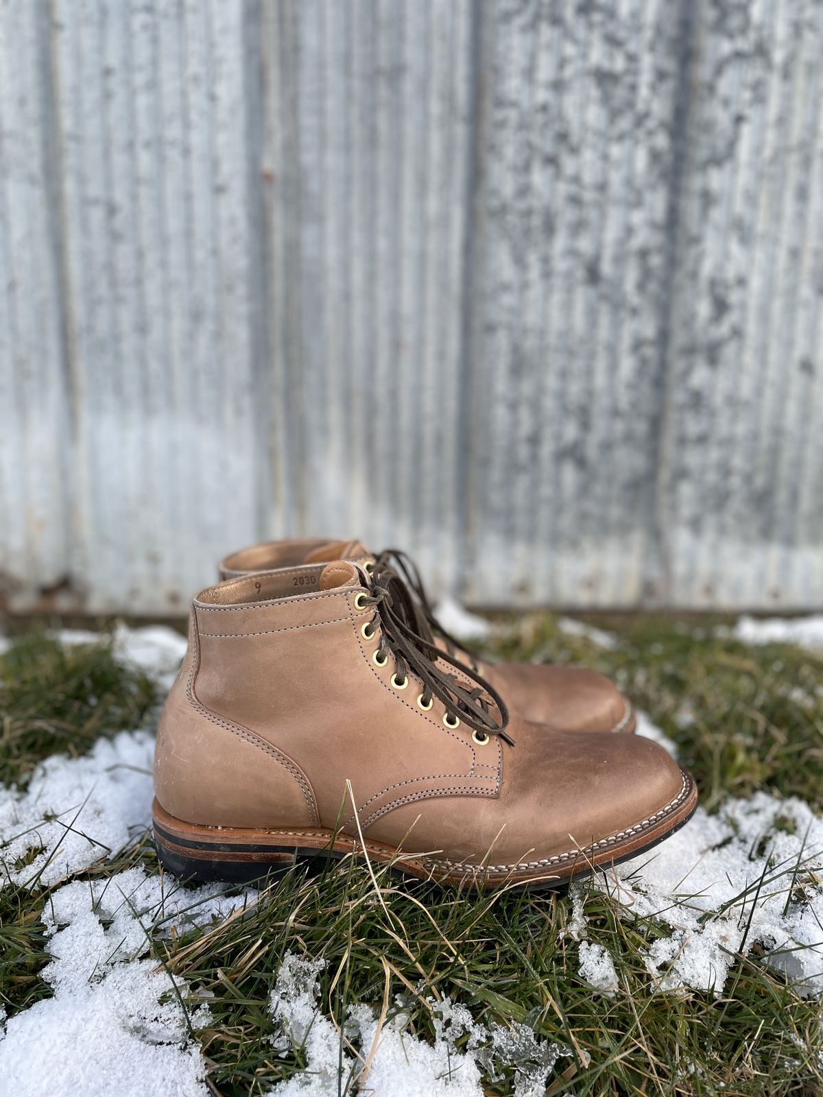 Photo by patinathunderdome on January 4, 2022 of the Viberg Service Boot in Maryam Fango Horsebutt.