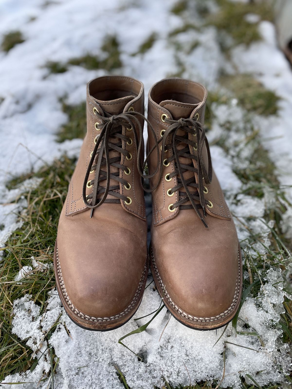 Photo by patinathunderdome on January 4, 2022 of the Viberg Service Boot in Maryam Fango Horsebutt.