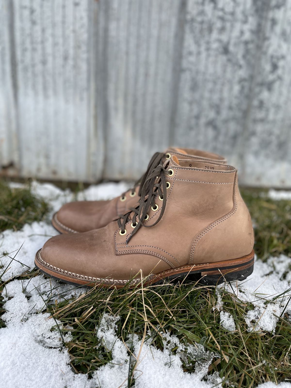 Photo by patinathunderdome on January 4, 2022 of the Viberg Service Boot in Maryam Fango Horsebutt.