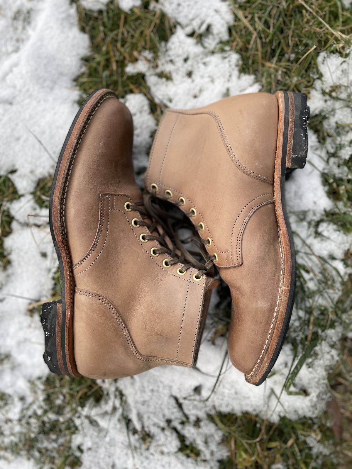 Photo by patinathunderdome on January 4, 2022 of the Viberg Service Boot in Maryam Fango Horsebutt.