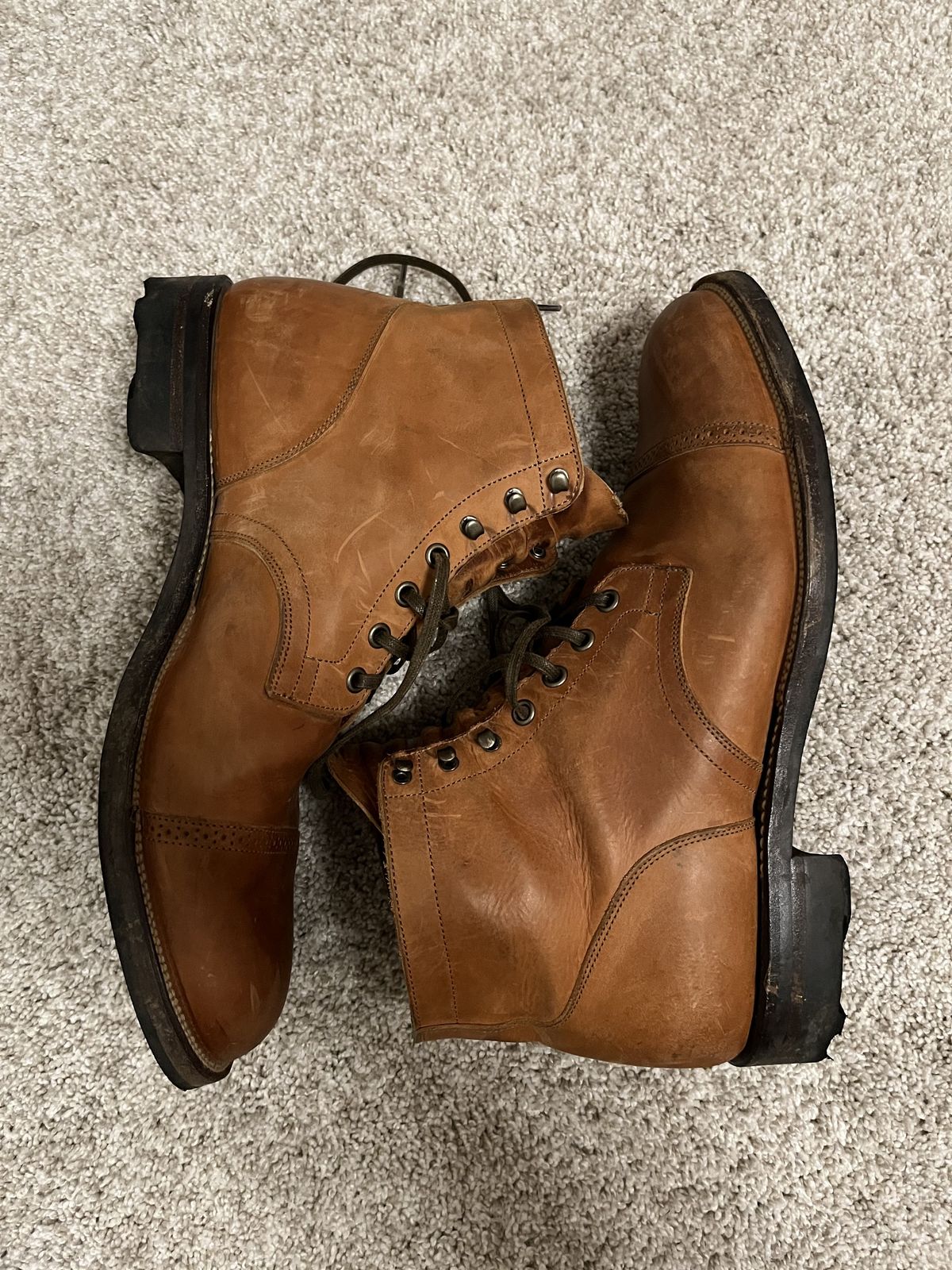 Photo by patinathunderdome on January 6, 2022 of the Viberg Service Boot in Maryam Used Cuoio Nubuck.