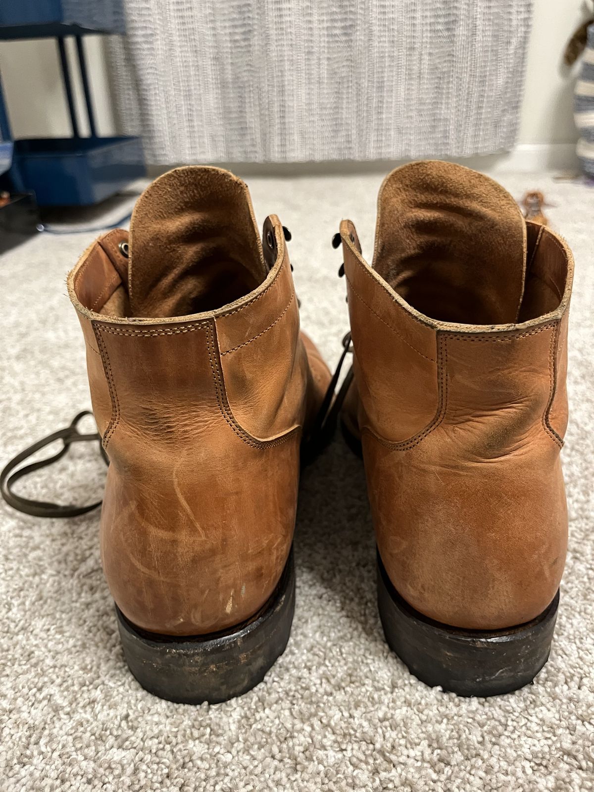 Photo by patinathunderdome on January 6, 2022 of the Viberg Service Boot in Maryam Used Cuoio Nubuck.