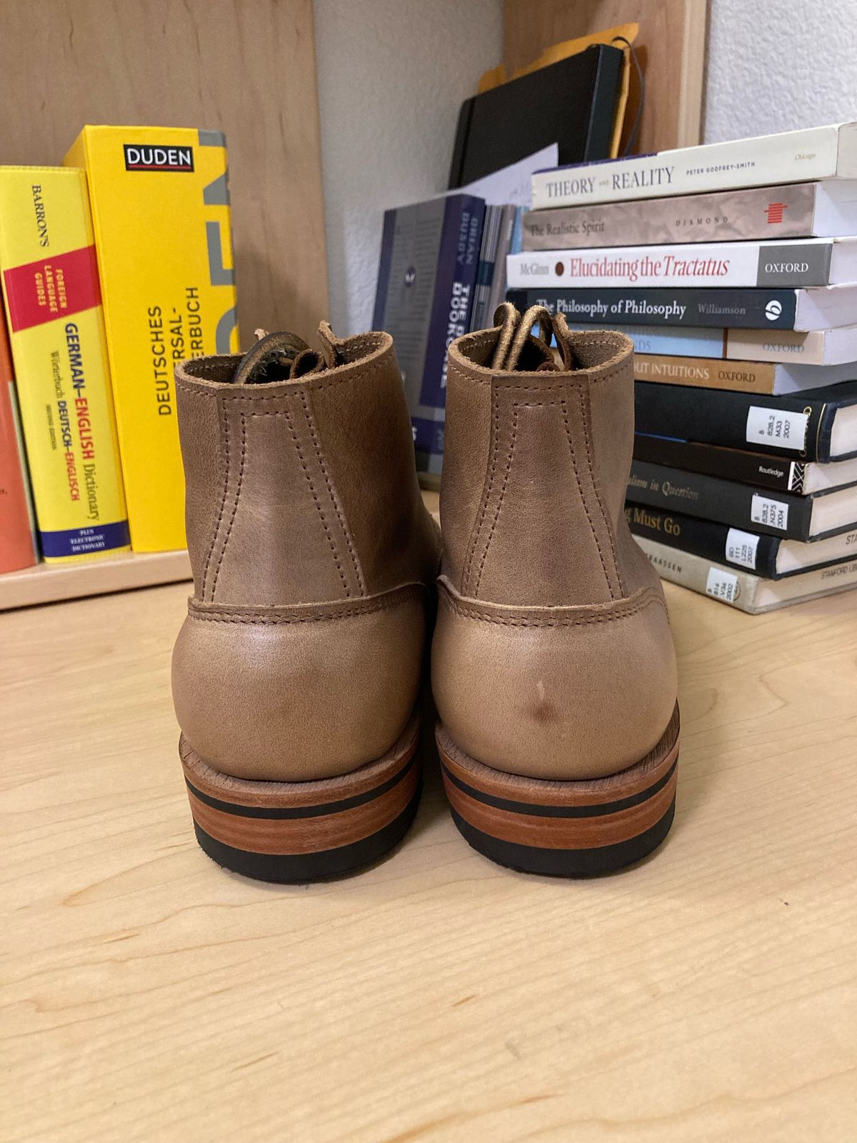 Photo by patinathunderdome on October 1, 2021 of the Oak Street Bootmakers Storm Boot in Horween Natural Chromexcel.